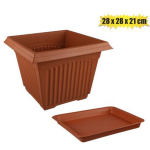 Square Planter with Tray 28cm